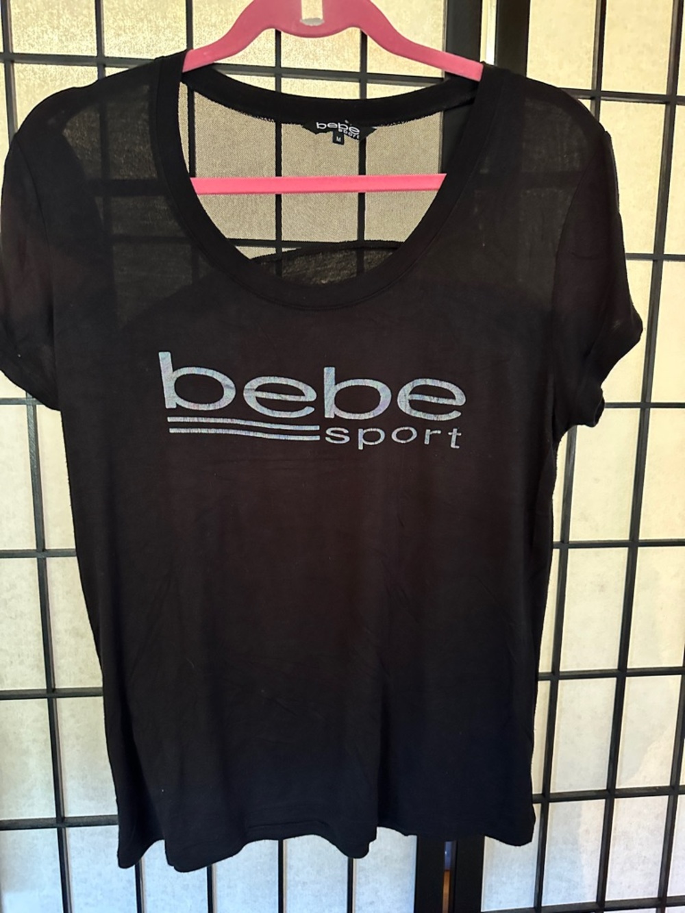 bebe Black Short-Sleeve Logo Tee